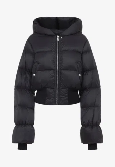 RICK OWENS ZIP-UP HOODED DOWN JACKET