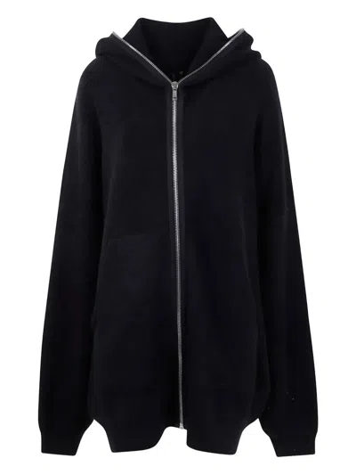 Rick Owens Zip-up Hoodie In Black
