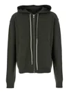 Rick Owens Green Sweatshirt With Contrasting Drawstring Hood In Cashmere And Wool Man In Green