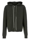Rick Owens Green Sweatshirt With Contrasting Drawstring Hood In Cashmere And Wool Man In Green
