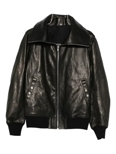 Rick Owens Zip-up Leather Jacket In Black