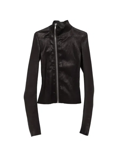 Rick Owens Zip-up Leather Jacket In Black