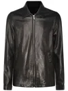 Rick Owens Calf Leather Bauhaus Jacket With Classic Collar In Black