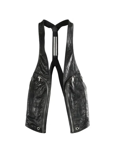 Rick Owens Zip-up Leather Vest In Black