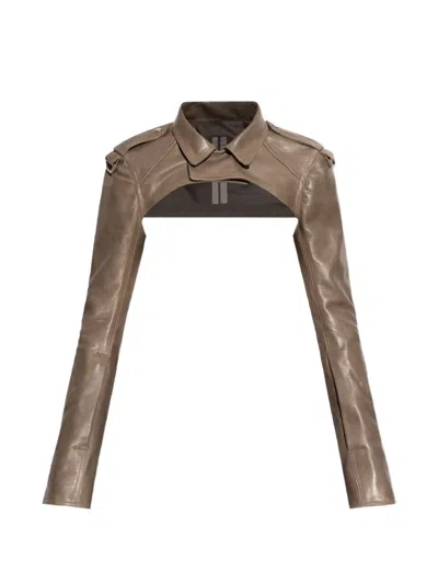 Rick Owens Zip-cuff Biker Jacket In Brown