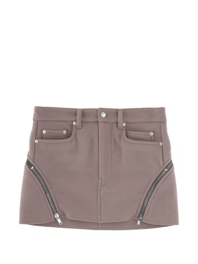 Rick Owens Zip-detail Wool Mini Skirt In Purple