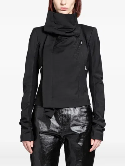 Rick Owens Zipped Biker Jacket In Black