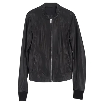 Rick Owens Zipped Bomber Jacket In Black Lamb Leather