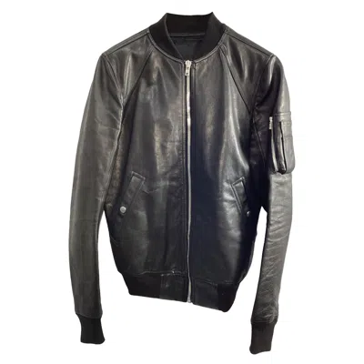 Rick Owens Zipped Bomber Jacket In Black Leather