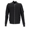 Rick Owens Zipped Bomber Jacket With Arm Pocket In Black Cotton In Black