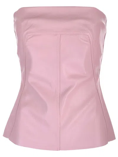Rick Owens Leather Bustier Top In Rosa