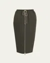 Rick Owens Zipped Drawstring Midi Pillar Skirt In Brown