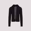 Rick Owens Ribbed Zip-up Hoodie With Fitted Silhouette In Black