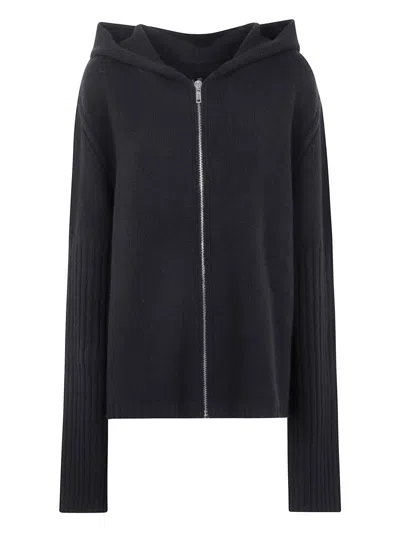 Rick Owens Zipped Hoodie Clothing In Black