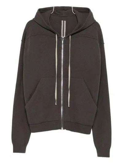 Rick Owens Zipped Hoodie Clothing In Brown