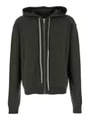 Rick Owens Green Sweatshirt With Contrasting Drawstring Hood In Cashmere And Wool Man In Green