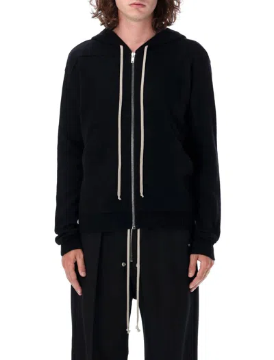 Rick Owens Zipped Knit Hoodie In Black