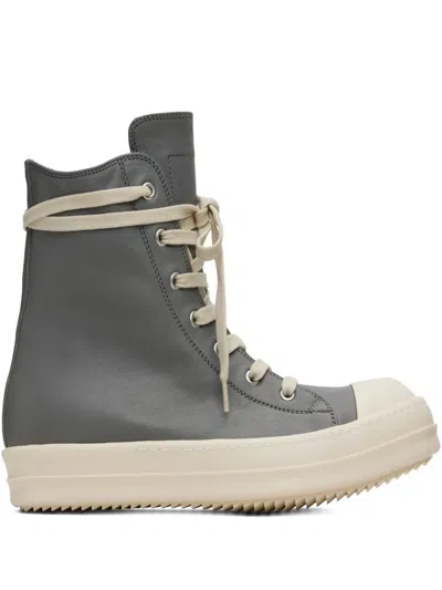 RICK OWENS ZIPPED LEATHER HIGH-TOP SNEAKERS