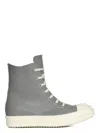 Rick Owens Zipped Leather High-top Sneakers In Gray