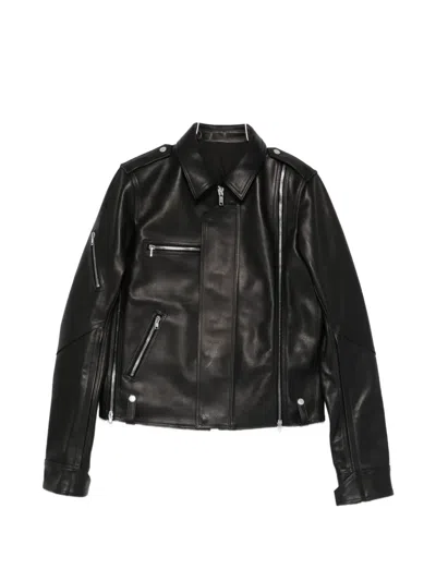 Rick Owens Zipped Leather Jacket In Black