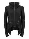 Rick Owens Tailored Black Lamb Leather Jacket With Padded Shoulders In Black