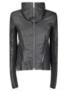 Rick Owens Tailored Black Lamb Leather Jacket With Padded Shoulders In Black