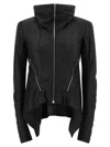 Rick Owens Tailored Black Lamb Leather Jacket With Padded Shoulders In Black
