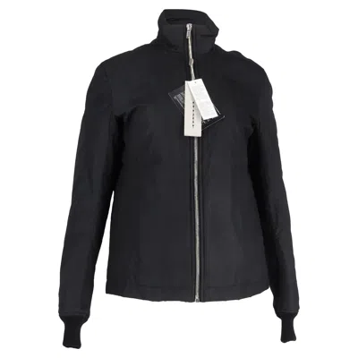 Rick Owens Zipped Parka Jacket In Black Cotton