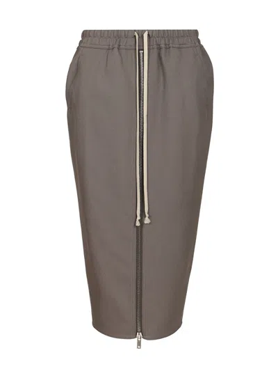 Rick Owens Zipped Short Pillar Skirt Skirts Brown In Gray