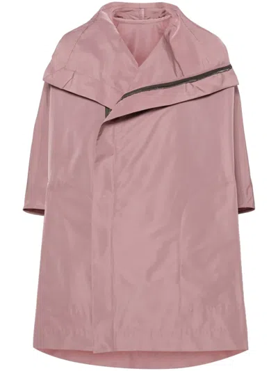Rick Owens Zipped Twill Raincoat In Pink