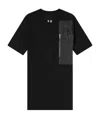 Rick Owens Zipper Patch Bag Spliced Short-sleeved T-shirt In Black