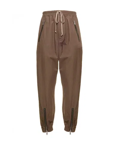 Rick Owens Zip-up Detailed Drawstring Track Pants In Brown
