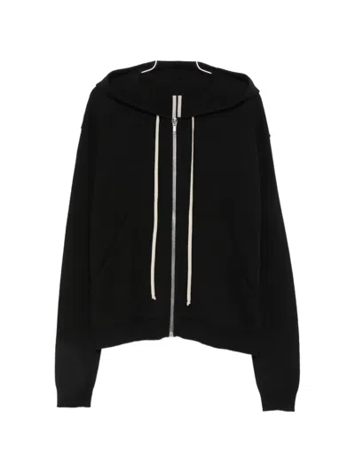 Rick Owens Zip-up Drawstring Hoodie In Black