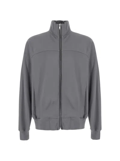 Rick Owens Zip-up High-neck Sweatshirt In Gray