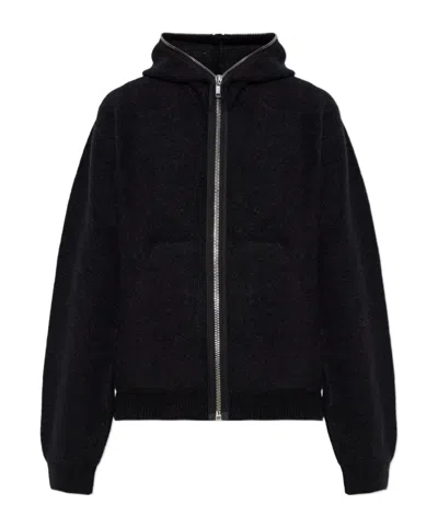 Rick Owens Zip-up Hooded Cardigan In Black