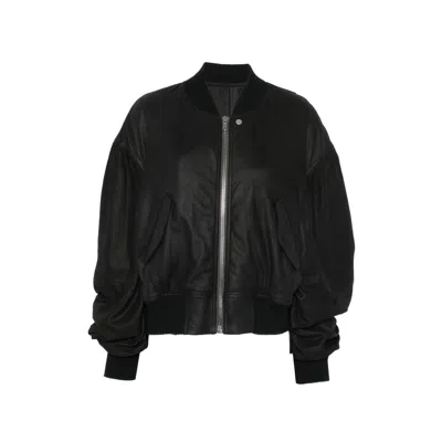 RICK OWENS ZIP-UP LEATHER BOMBER JACKET