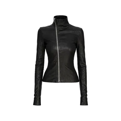 Rick Owens Zip-up Leather Jacket In Black