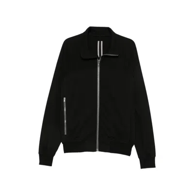 Rick Owens Zip-up Organic Cotton Sweatshirt In Black
