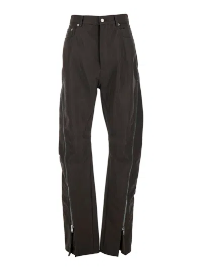 Rick Owens -style Bolan Banana Pants With Zip Details And Zip Hem In Stretch Cotton For Men In Black