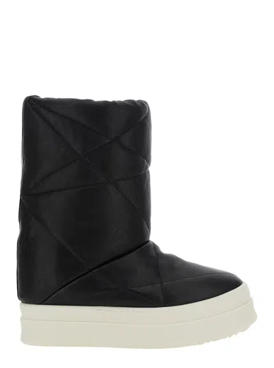 Rick Owens -style Down-filled Quilted Leather Slip-on Ankle Boots In Purple