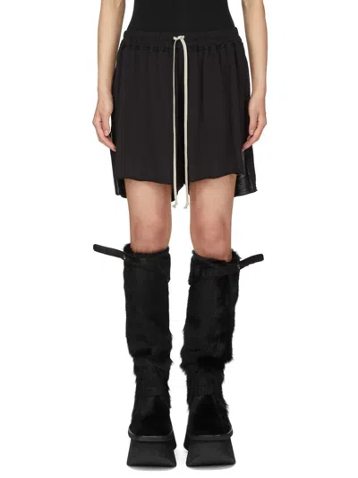 Rick Owens -style Drawstring Waist Boxers With Side Pockets & Side Slits In Nero