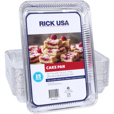 Rick Usa 12x8 Inch Disposable Aluminum Cake Pan, 25 Pack In Gray