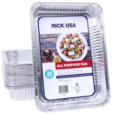 Rick Usa 13x9 Inch Aluminum All Purpose Pan, 25 Pack In Silver