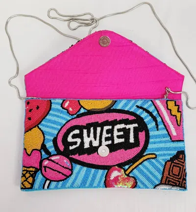 Ricki Designs Beaded A Sweet Pop Art Clutch In Multi