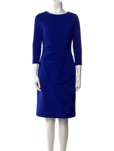 Pre-owned Rickie Freeman Bateau Neckline Knee-length Dress In Blue