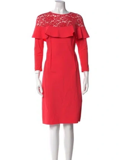 Pre-owned Rickie Freeman Bateau Neckline Knee-length Dress In Pink