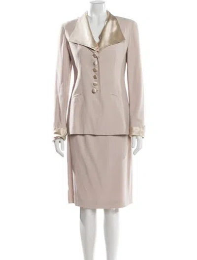 Pre-owned Rickie Freeman Colorblock Pattern Skirt Suit In Neutral