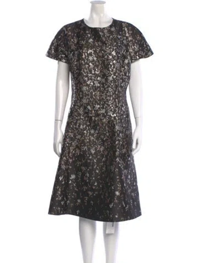 Pre-owned Rickie Freeman Floral Print Knee-length Dress In Black