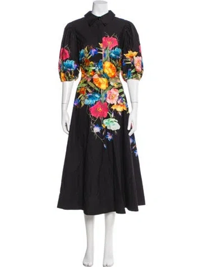 Pre-owned Rickie Freeman Floral Print Long Dress W/ Tags In Gray
