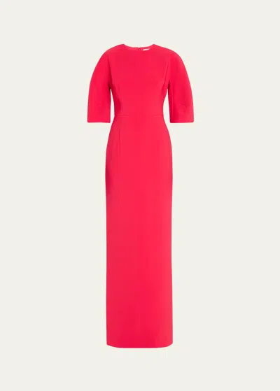 Rickie Freeman For Teri Jon 3/4-sleeve Crepe Column Gown In Red